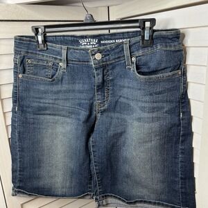 Signature Levi Strauss Modern Bermuda‎ Denim Shorts Women's 32 Blue Mid Rise